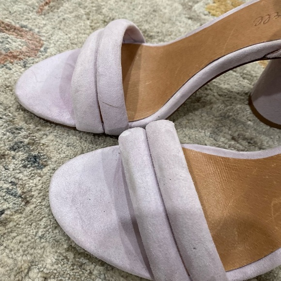 Madewell The Rosalie High-Heel Lilac Lavender Double Strap Suede Sandal Size 8 - Picture 8 of 9